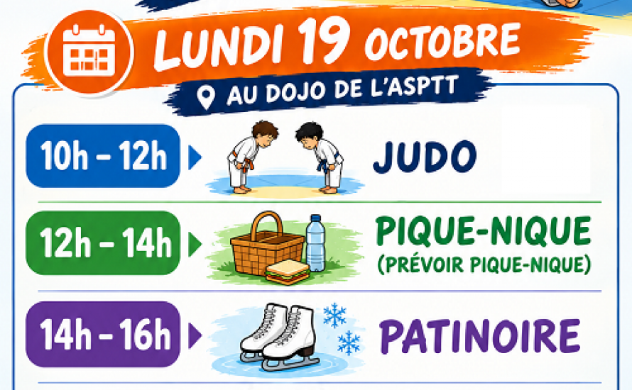 Le stage loisir du 19 octobre  renseignements et inscriptions cliquez ici